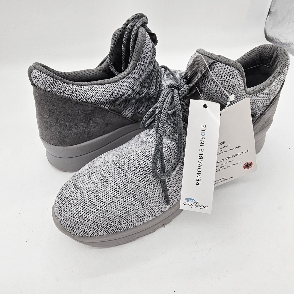 Aqua College Womens Shyla Sneakers Multi Knit Leather Lace Up Waterproof Grey 11 - Picture 11 of 14